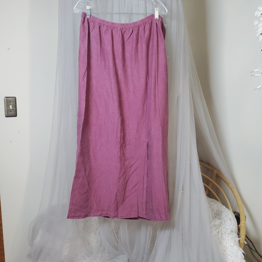 Clean Girl Euro Summer Linen Midi Skirt Nantucket Purple Minimalist J Jill XL - Picture 2 of 5
